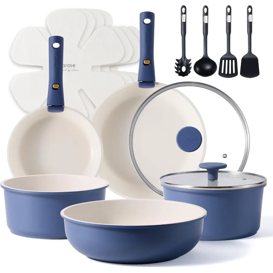 

17 шт. набор кастрюль и сковородок, набор посуды с антипригарным покрытием со съемной ручкой для индукционной приготовления пищи, съемная ручка, кухонная посуда Se