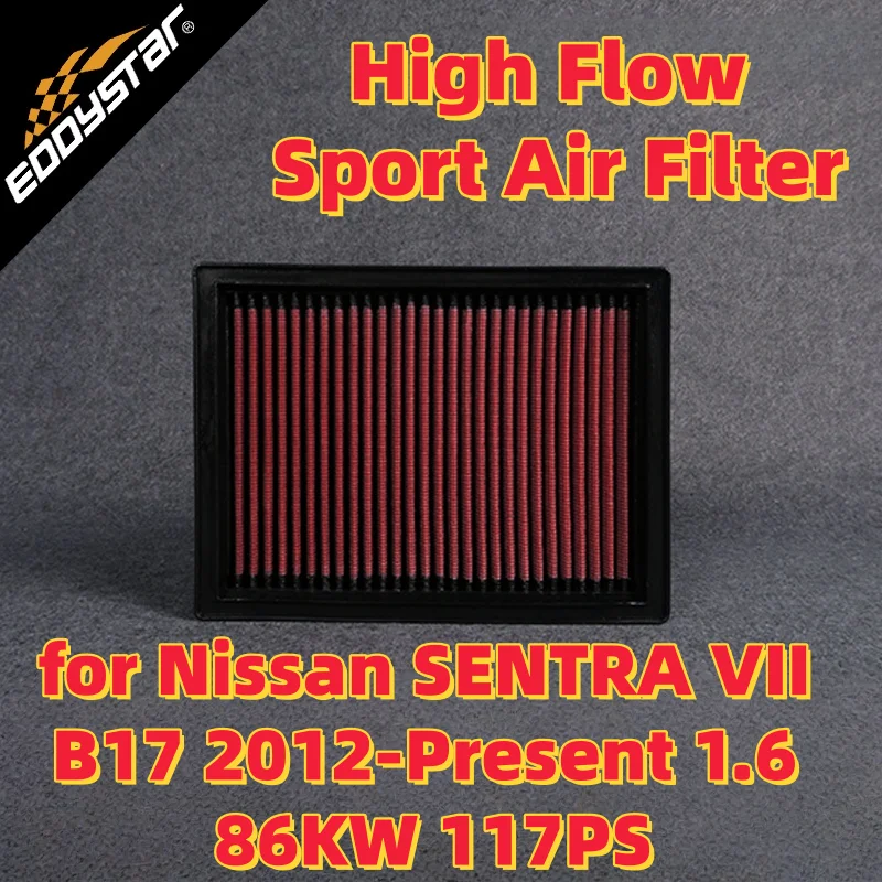 

High Flow Sport Air Filter for Nissan SENTRA VII B17 2012-Present 1.6 86KW 117PS Washable Racing Intake Filters