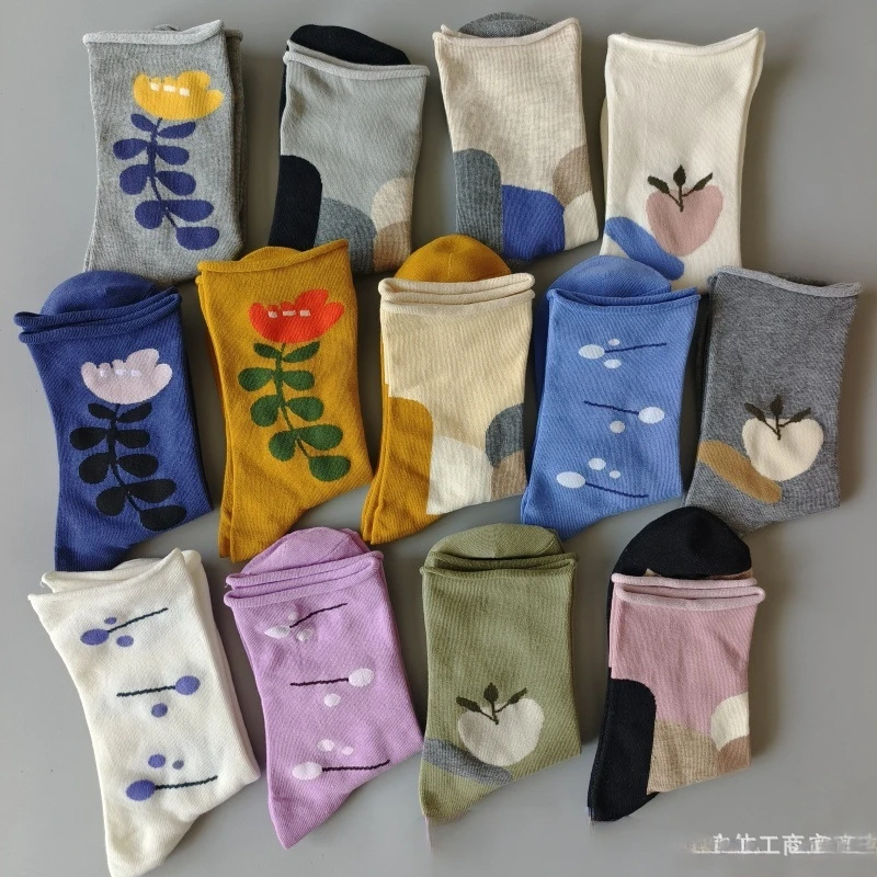 

Японские уничтовые нишевые литературные и художественные ретро-рельефные женские носки Сычуаньского Мин с цветочным лесом, весенне-летние тонкие средние носки