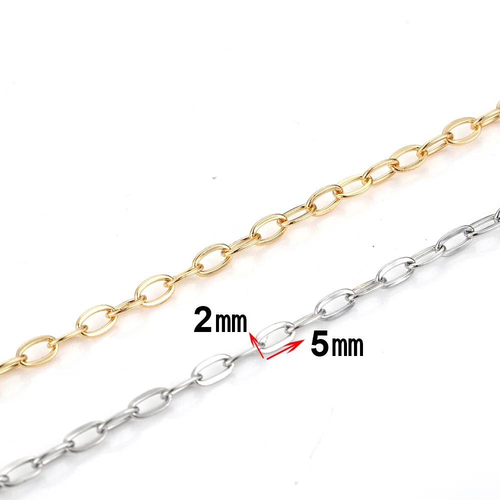2 Meters Stainless Steel Chains 2X5mm for DIY Jewelry Making