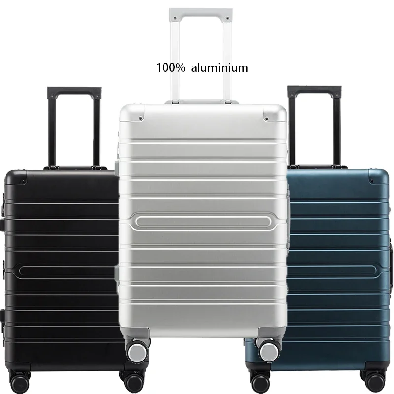 20/24/28 Inch Business Silver Color Rolling Luggage High Quality All-aluminum Trolley Suitcase Universal Wheel Silent Luggage