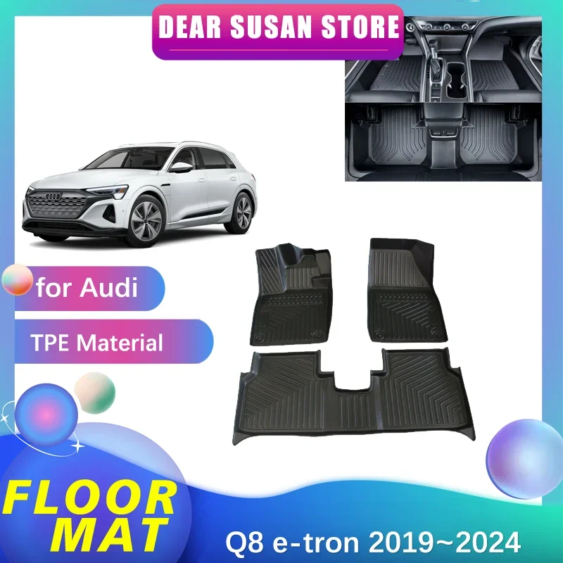 

Car Floor Mat for Audi Q8 e-tron 2019~2024 2020 2021 Waterproof Foot TPE Interior Liner Carpet Pad Custom Cover Rug Accessories