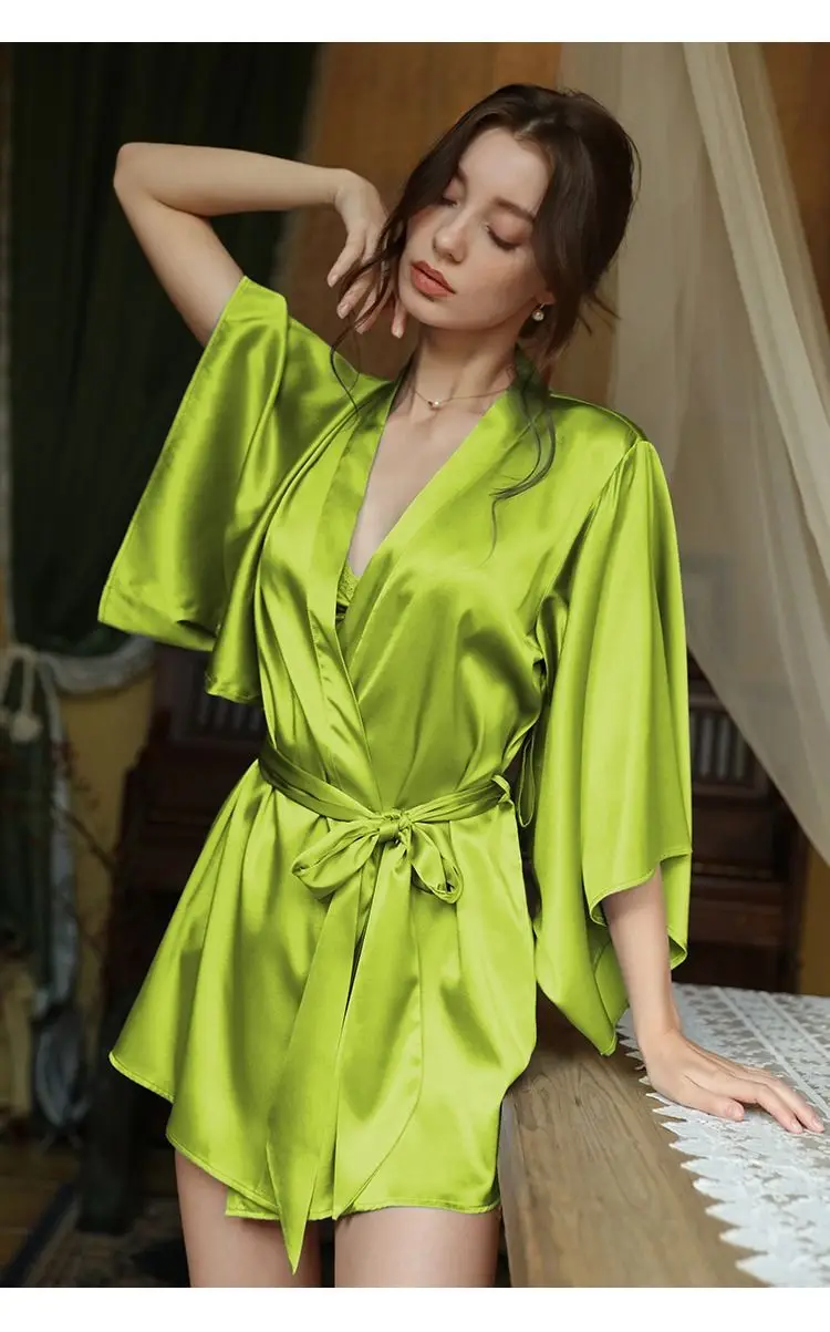 Mulberry Silk Nightdress For Women Night Robe Sexy Lingerie Soft Sleepwear Smooth Robe Dress Nightgown Bathrobe Ladies Pajamas