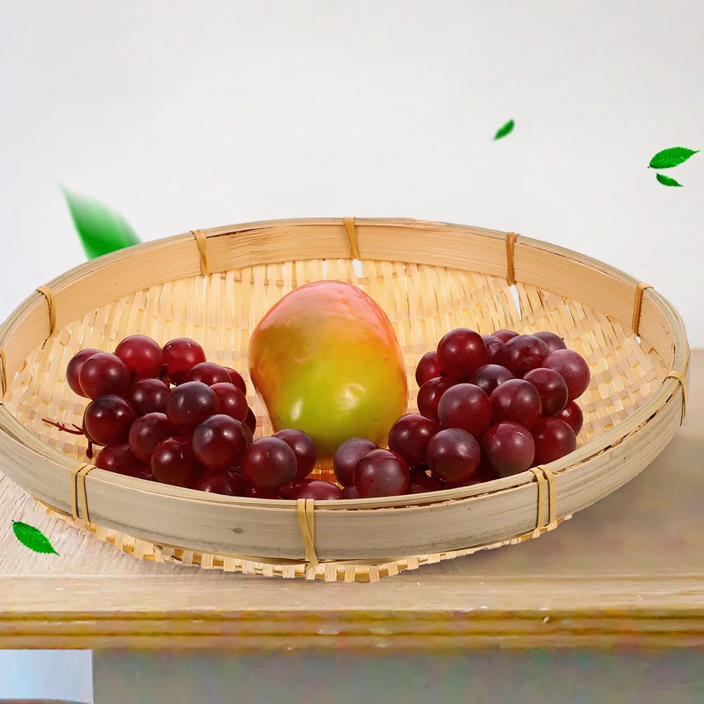 

Bamboo Woven Basket Holder Fruit Snack Rice Cleaning Idyllic Style Long Service Life Non Deformable Fine Craftsmanship Home