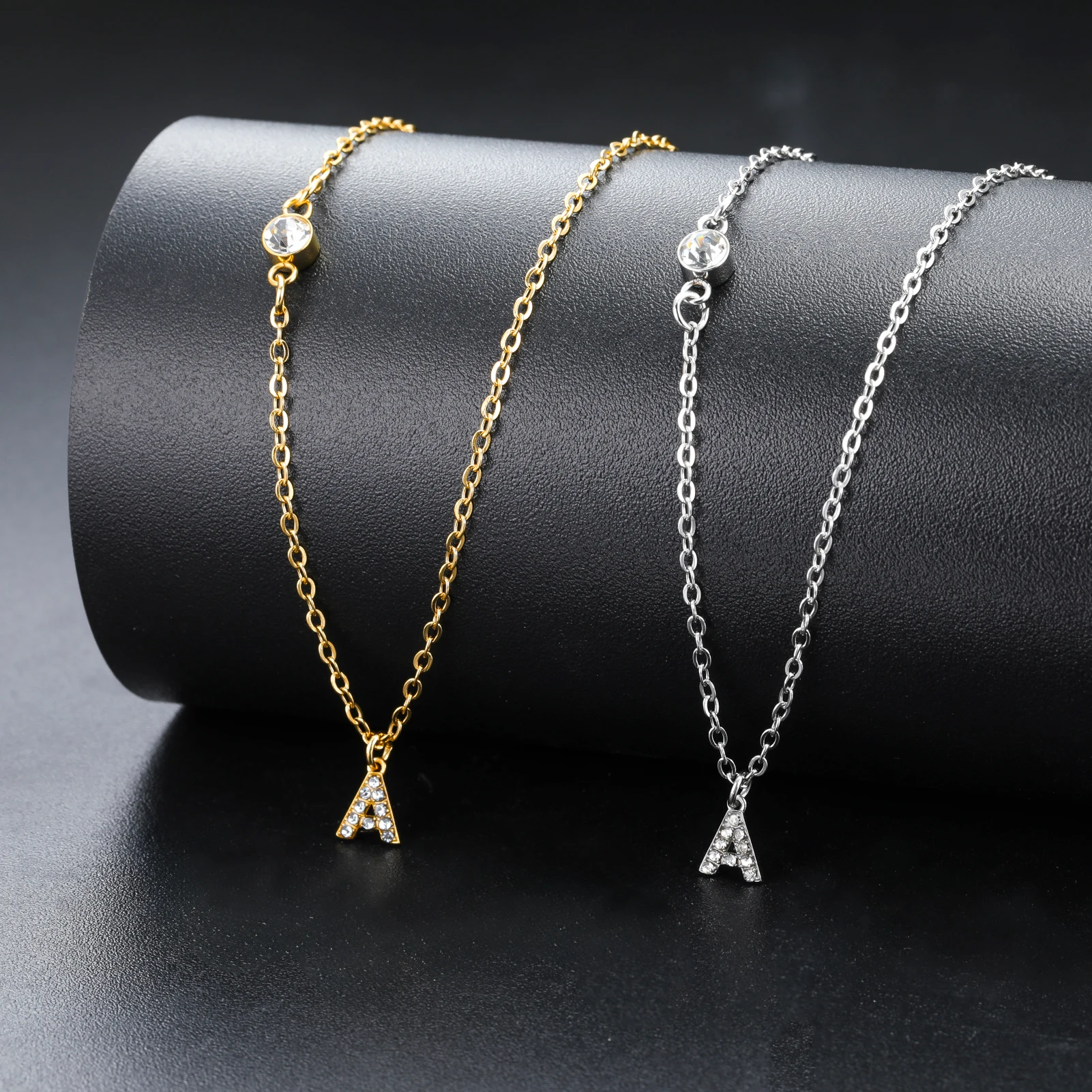 Mode Tiny Herz Initial Halskette Gold Silber Farbe Multilayer Brief Choker Halskette Für Frauen Charme Anhänger Schmuck Geschenk – Detail 4