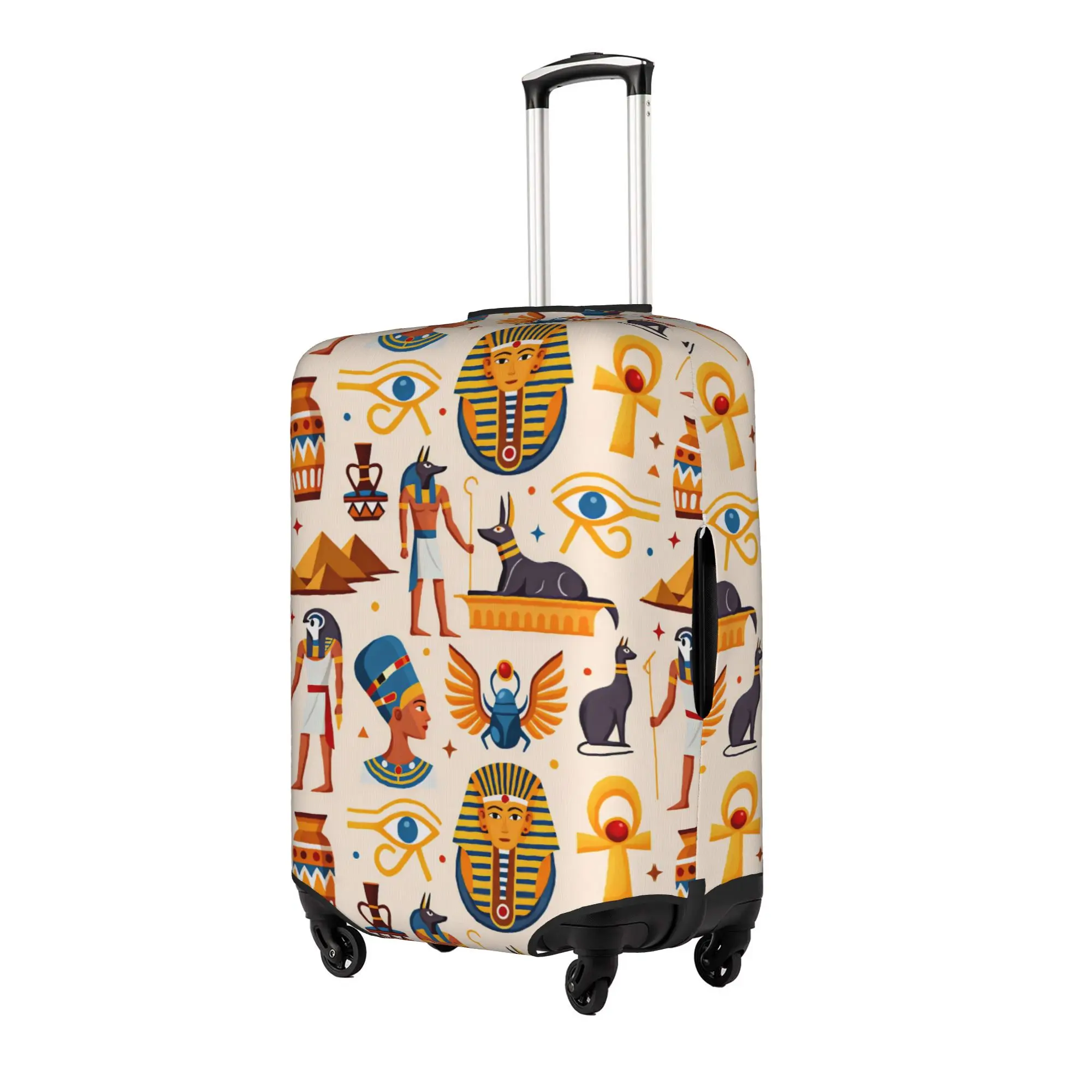 Anubis Egyptian Style Pyramids  Travel Luggage Cover Washable Pharaoh Golden Mask  Suitcase Cover Protector Fit 18-32 Inch