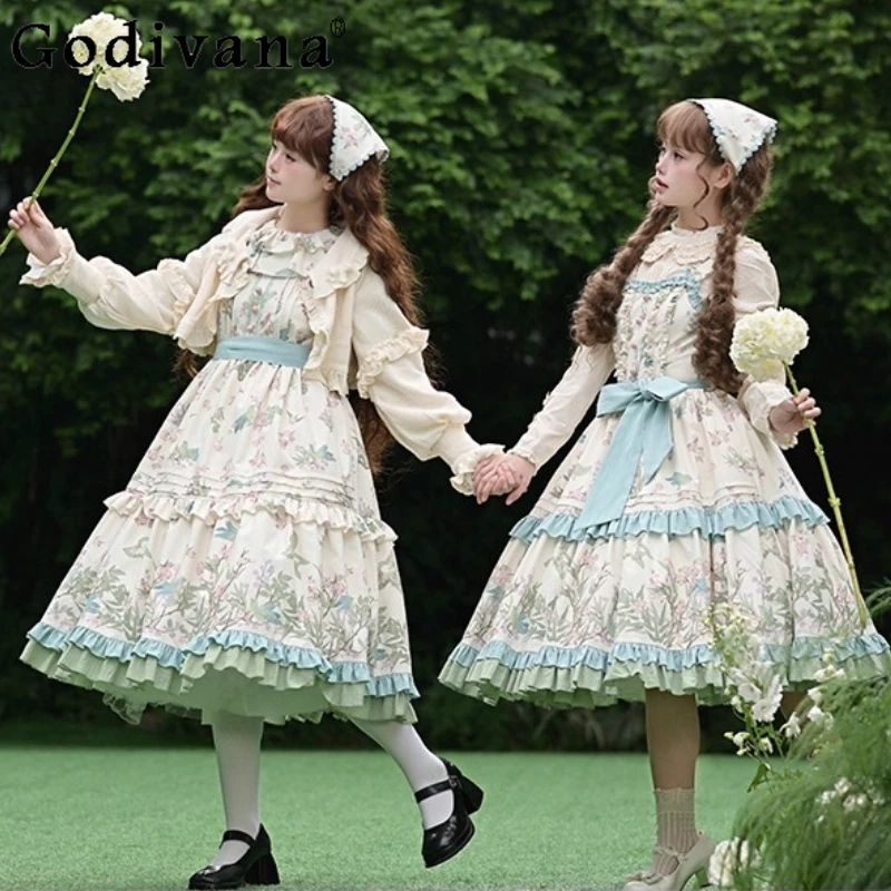 

Original Mori Girl Cla Lolita Long Dress Spring and Autumn New Women's Slimming French Elegant Dress Princess Tea Party Dresses