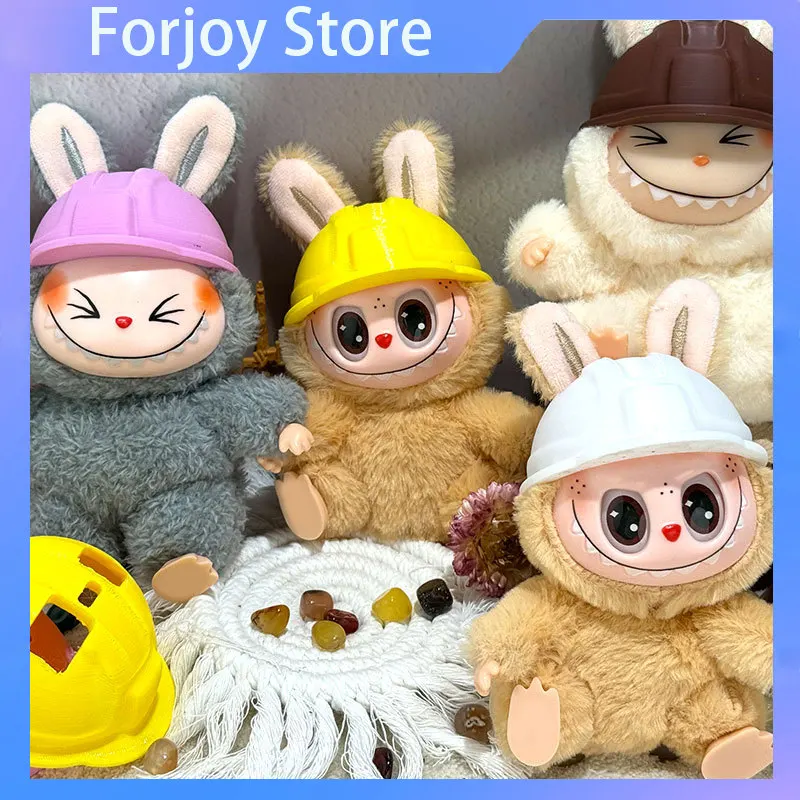 Hats For V1 V2 V3 17cm Labubu Doll Protective Hat Safety Cap Construction Hat Colorful Cute Realistic Doll Accessories Toy Gifts