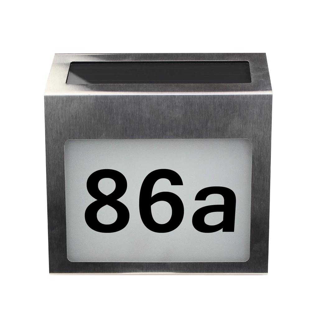 Solar Lighted Address Signs House Number For House Street Mailbox Outdoor Metal LED Plaque With Light Sensor