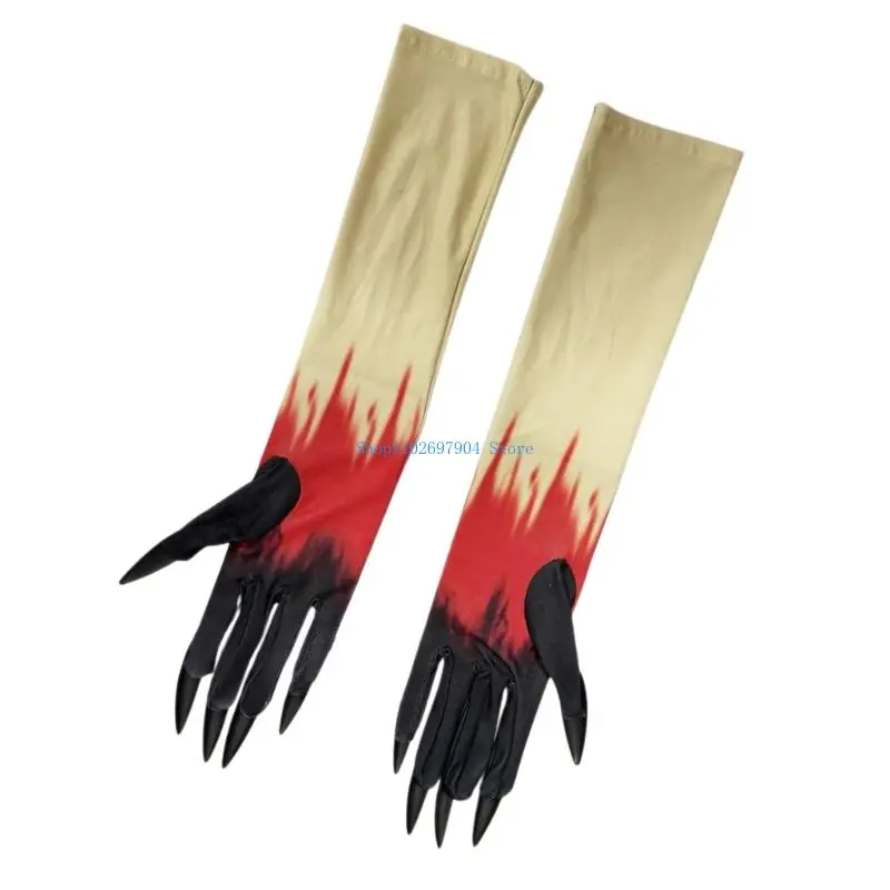 

N7YF Practical Halloween Nails Gloves For Adults Practical Scary Claws Reusable Role Play Accessories Perfect For Haunted houses