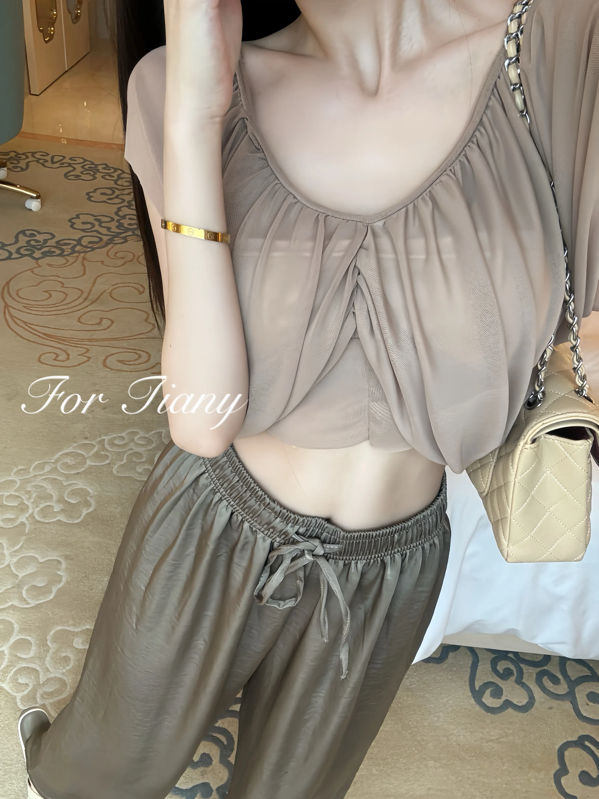 

Глянцевые ацетатные атласные свободные длинные брюки, повседневные универсальные брюки с высокой талией, широкие брюки-палаццо, прямые брюки-трубы для женщин