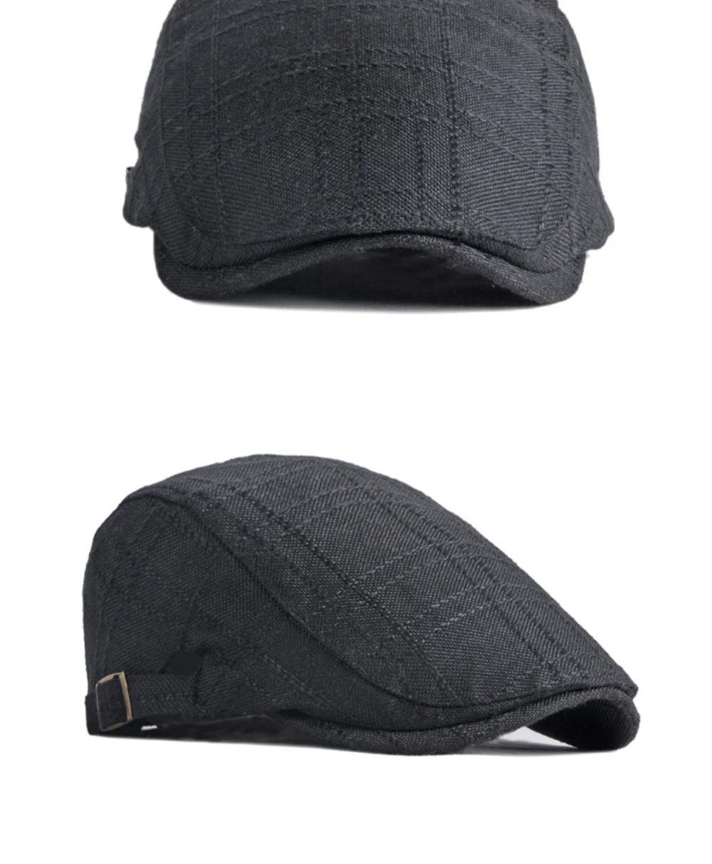 HT3098 Herren- und Damen-Baskenmützen, Atmungsaktiver Frühling-Sommer-Sonnenhut, Künstler-Leinen-Flatcap, Verstellbare Baskenmütze für Männer und Frauen – Detail 7