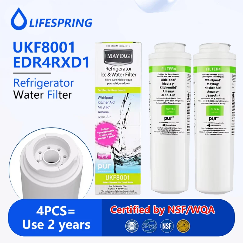

Compatible with Whirlpool Refrigerator Water Filter 4, EDR4RXD1, EveryDrop Filter 4, 4396395, Maytag UKF8001, UKF8001AXX