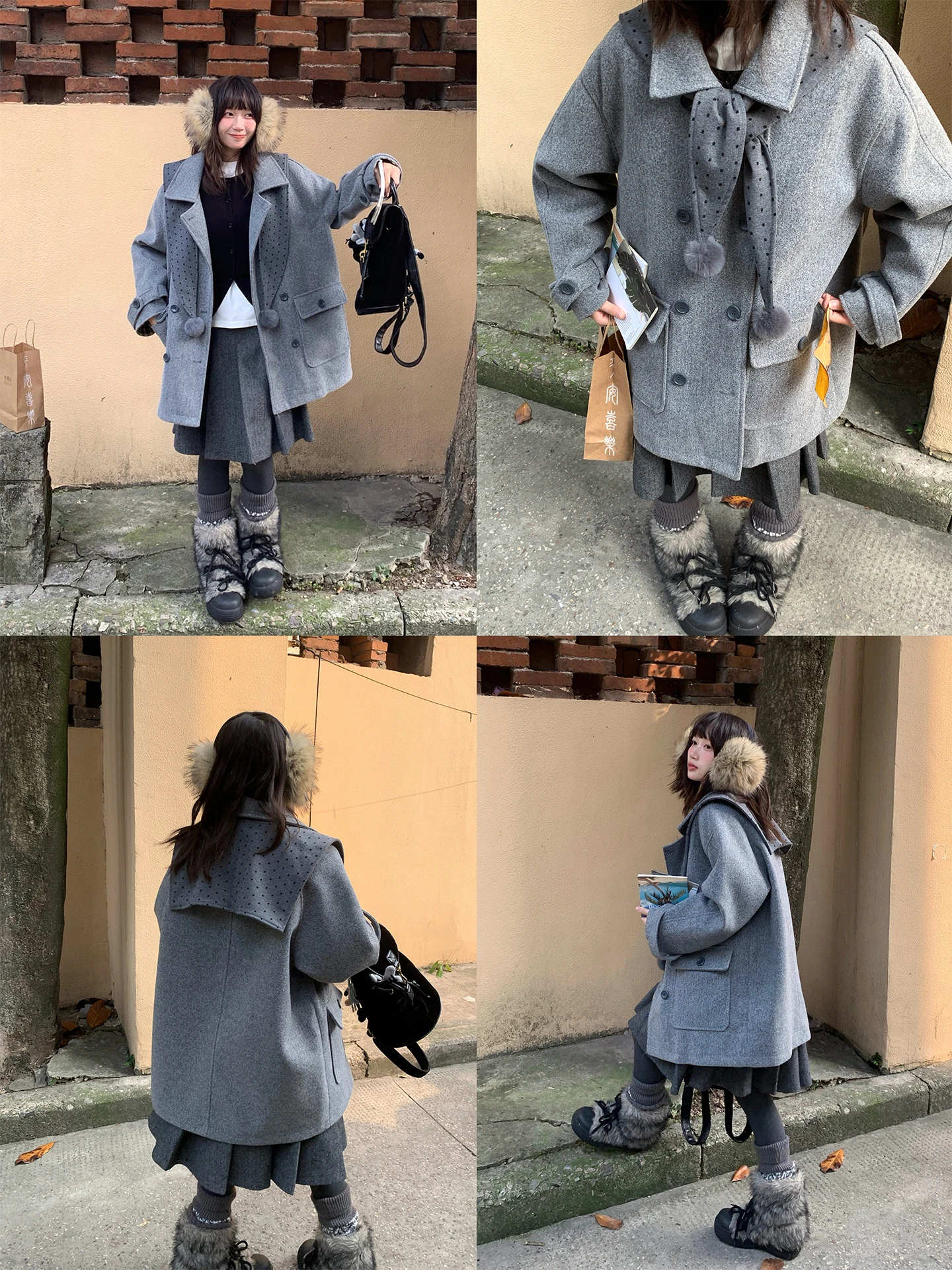 

Корейское шерстяное пальто с двубортным воротником и лацканами, зимнее, свободного кроя, удлиненное, для молодых женщин