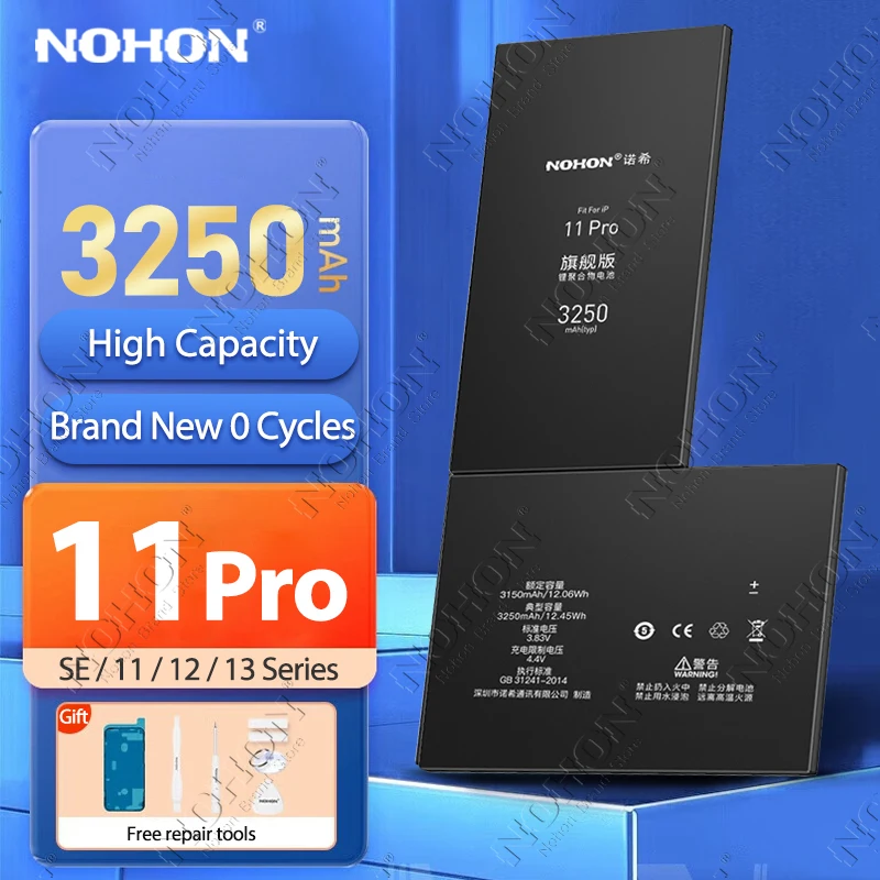 

NOHON Phone Batteries for iPhone 11 Pro Replacement Phone Battery for iPhone 13 12 Pro Max SE 2016 2020 2022 SE2 SE3 Bateria