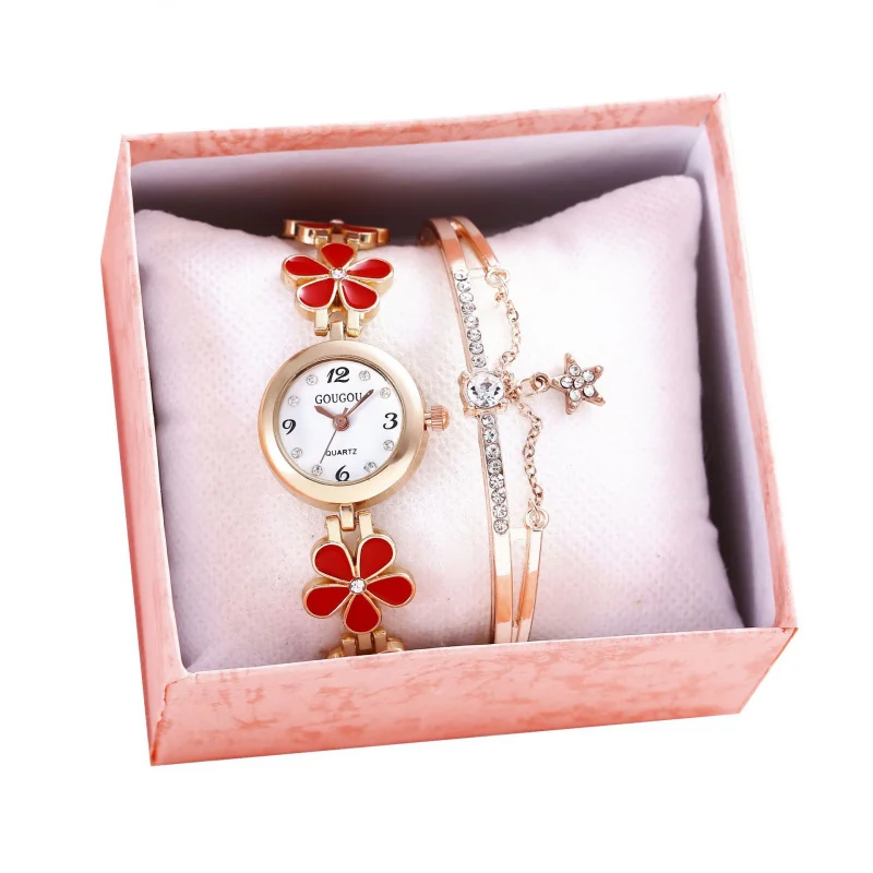 Summerinstyle-Reloj de pulsera con diseño de flores para mujer, pulsera con esfera pequeña, tendencia de moda