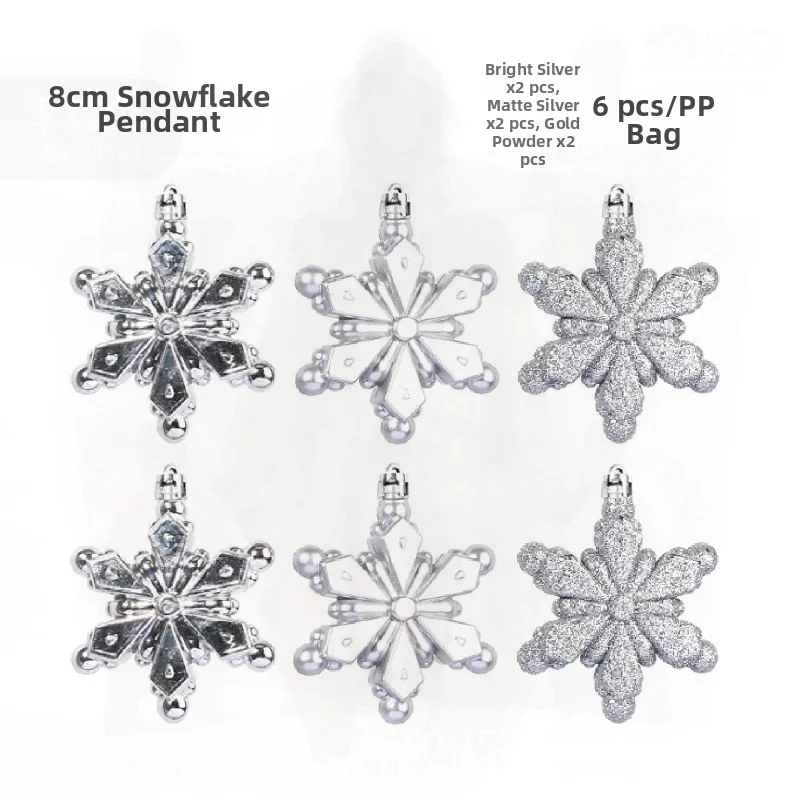 

Special-Shaped Christmas Ball Set with Five-Pointed Star & Gift Package Decorations Silver & Red Hexagonal Snowflakes Pentagrams