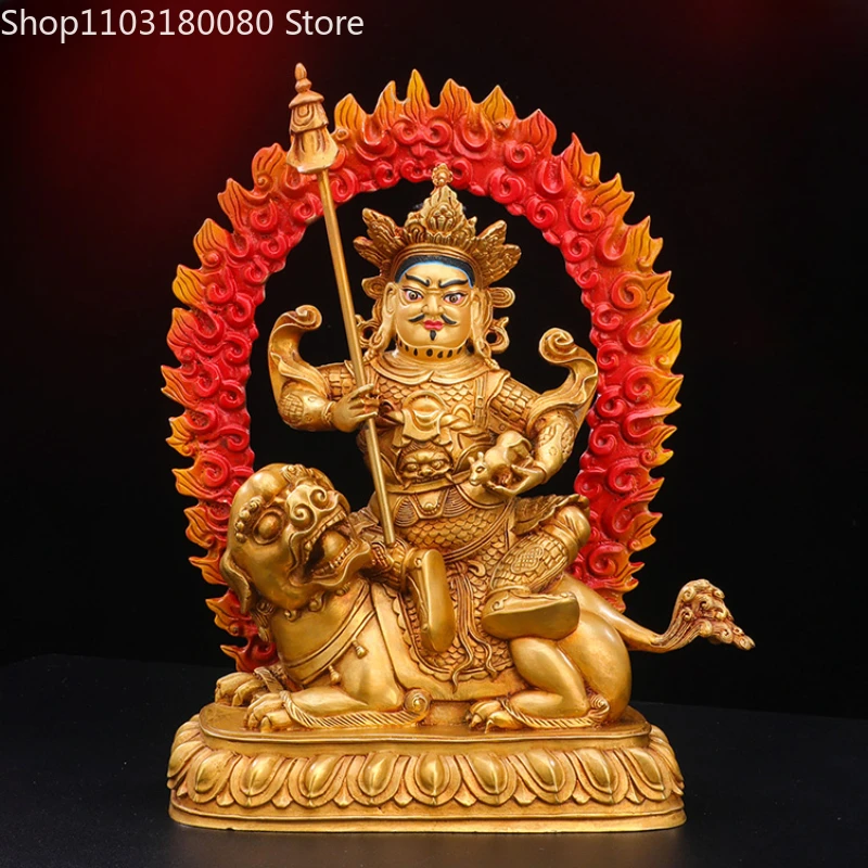 

25 см медная латунная позолоченная статуя варишравана Будды Тибетский буддизм Лев замбала скульптура счастливый храм Декор homde