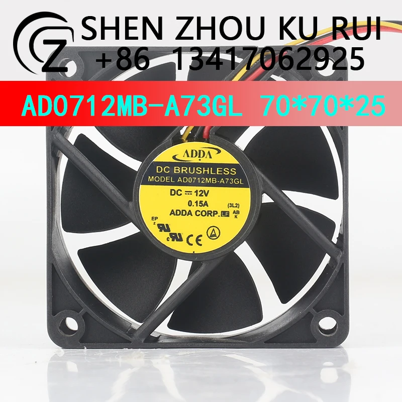 

Новый ADDA DC12V 0,15A 3-проводной бесшумный инверторный источник питания охлаждающий вентилятор 7025 70X70X25MM 7CM