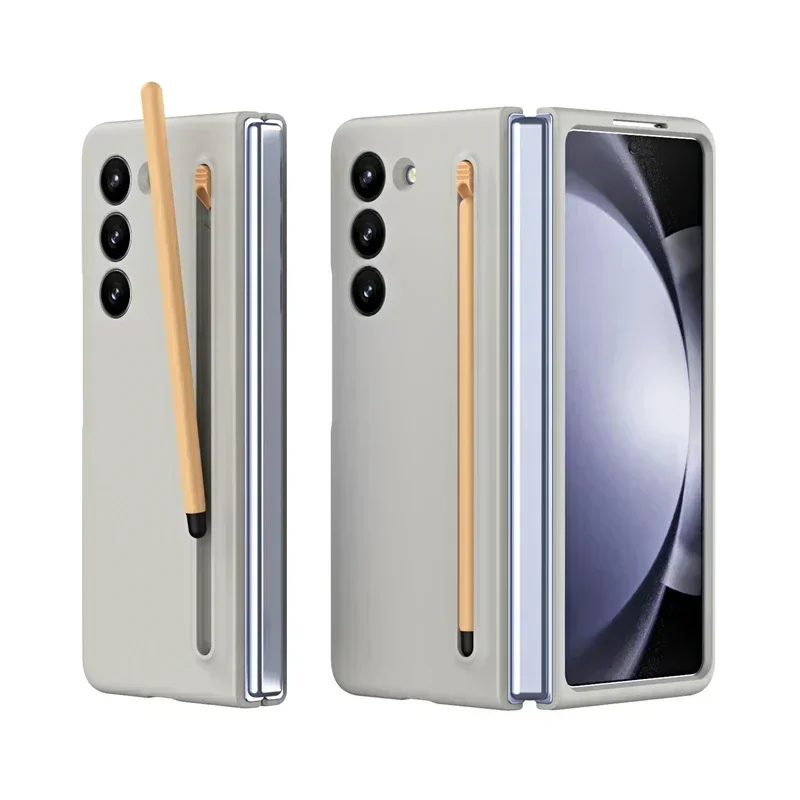 Pen Slot Hinge Case For Samsung Galaxy Z Fold 5 4 3 Fold3 Fold4 Fold5 With Touch Pen Folding Full Protection Shockproof Cover