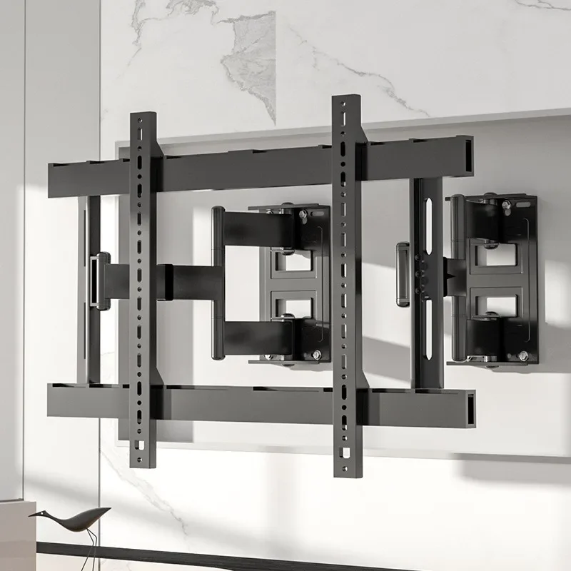 Ultra-thin TV telescopic hanger, wall hanging embedded flat wall universal rocking bracket