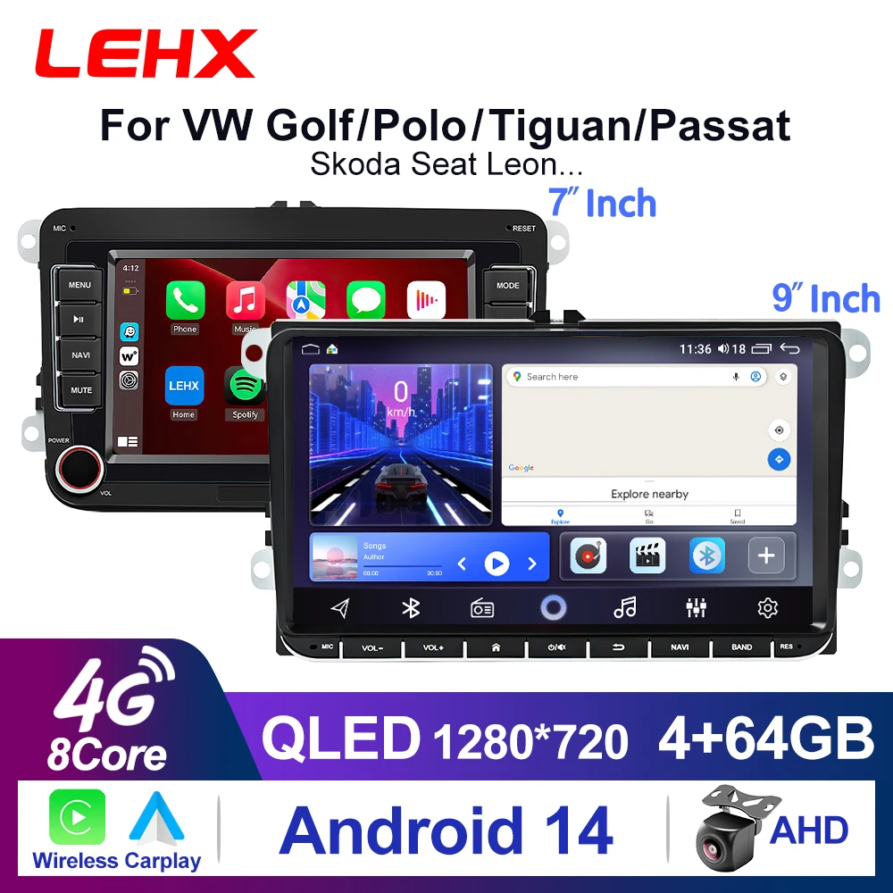 LEHX Car Radio Multimedia Player For Volkswagen VW Passat B6 B7 CC Tiguan Touran GOLF POLO  Android11 2din Autoradio dvd Carplay