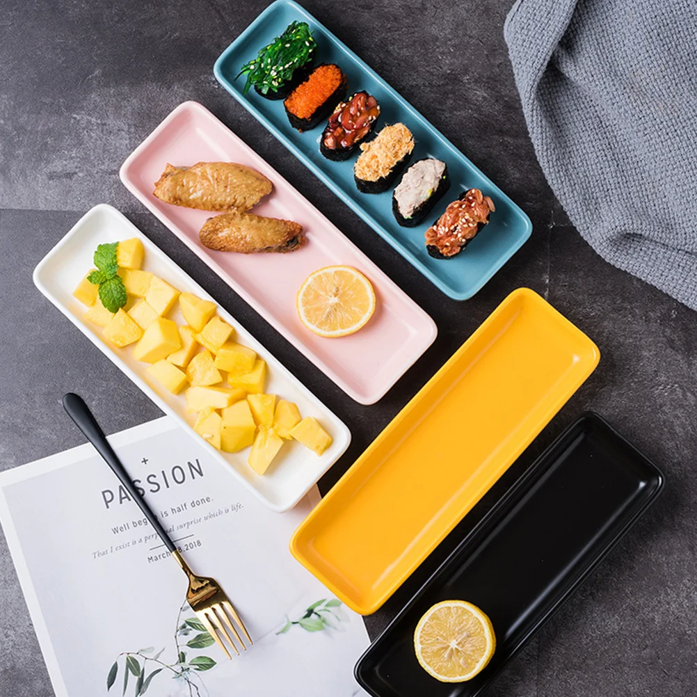 

White Platters Appetizer Serving Tray Sushi Plates Ceramics-washing-set- Food Party Black