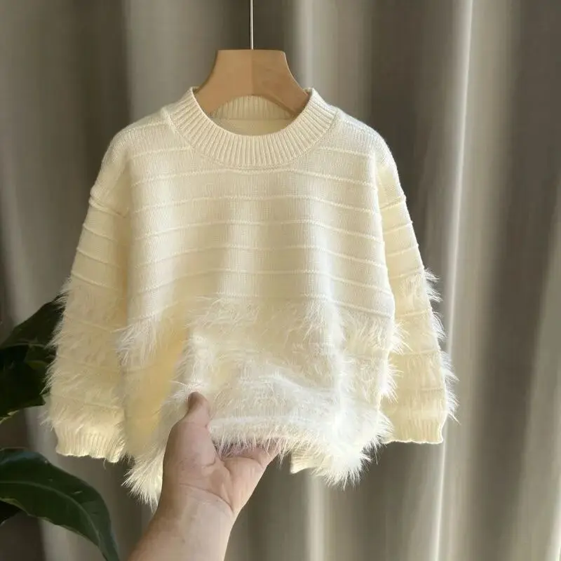 

Girls Pullover Sweater Autumn/Winter Collection Children's Knitted Sweater Thickened Woolen Sweater 100-150CM