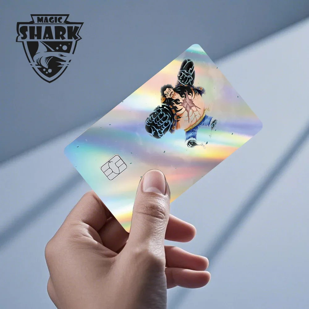 ملصق فيلم Magic Shark Luffy Nami Zorro Laser ثلاثي الأبعاد اللامع لبطاقة الائتمان بخصم البنك