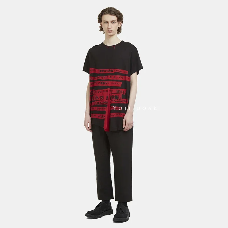 

ФУТБОЛКА YOJI OOAK с принтом, оригинальная мужская футболка с круглым вырезом и нерегулярным принтом для деконструкции, мужская футболка с принтом Священных Писаний