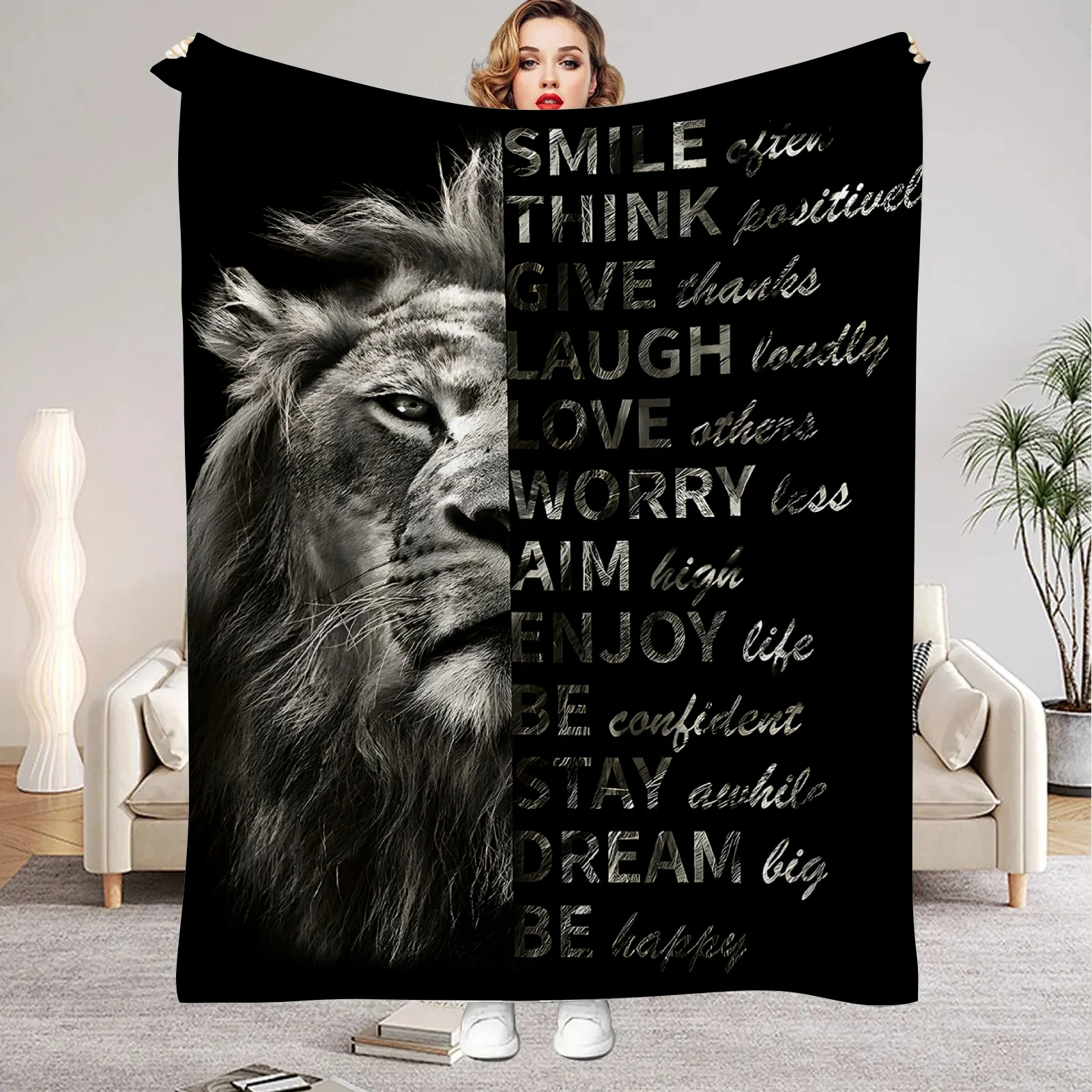 

Lion Flannel Blanket 3D Printed Animal Blanket For Office Home Camping Nap Leisure Blankets Birthdaty Gifts For Home Decor