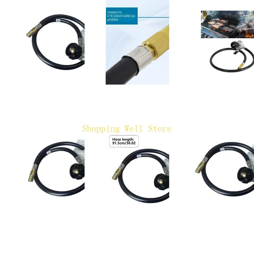 KX4B Gas Regulator Hose Highlighting 90 Degree Adjustment for Various Barbecues 91.5cm Length Strong Build Simple Removal
