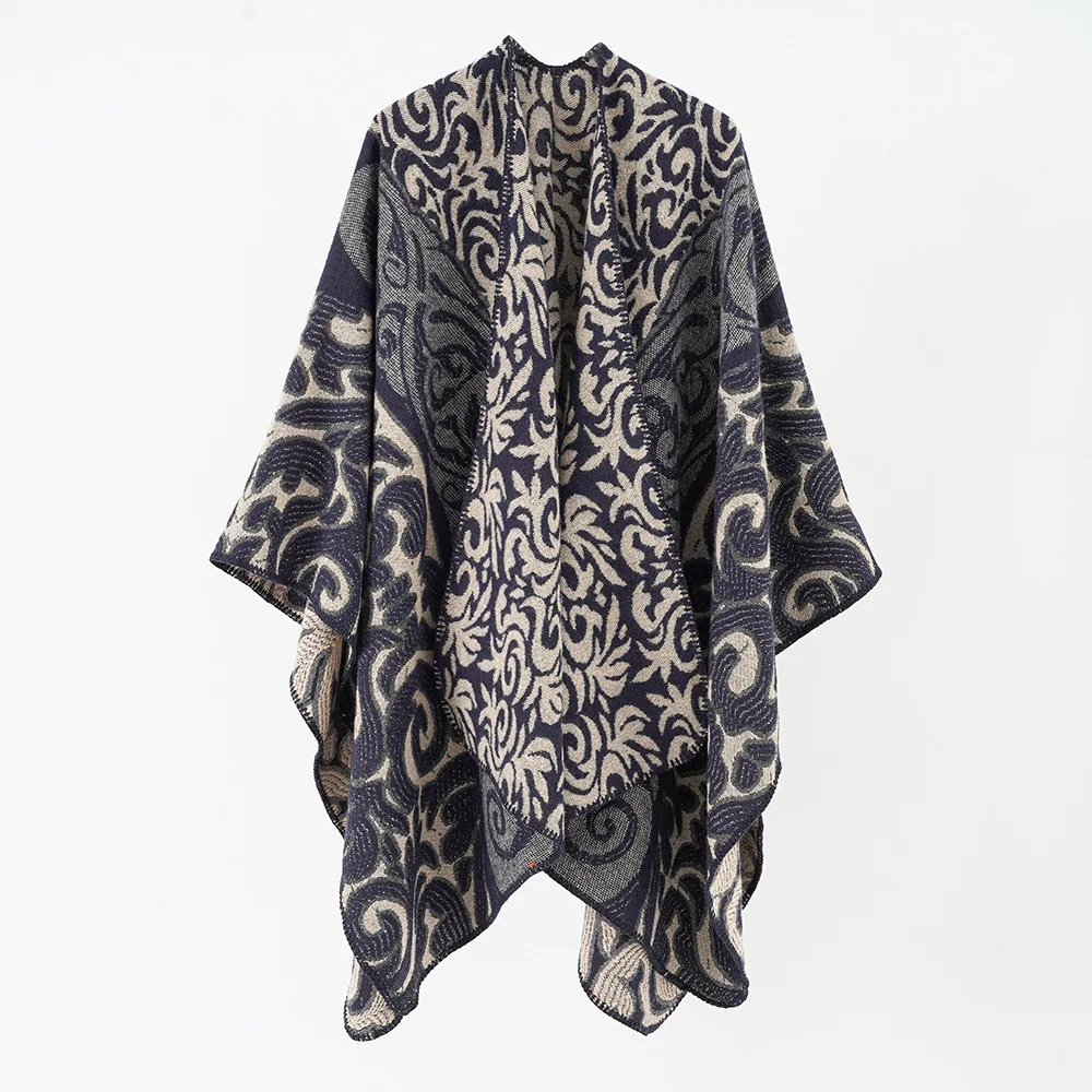 WeHello-Bohemian Style Printed Double-Sided Imitation Cashmere Cape for Travel Photography Men's and Women's Capes