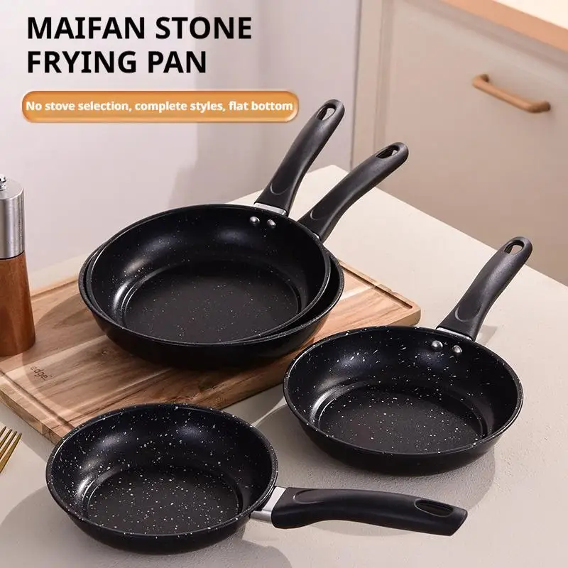 Black Carbon Steel Skillet Pan Mini Omelet Egg Frying Pan Deep Wall 3.8cm Nonstick Skillet Cookware with Riveted Handle