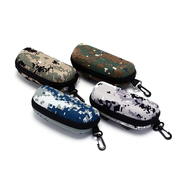 1PC Fashion Camouflage Sunglasses Case Military Glasses Box EVA Eyeglasses Cases Mens Eyewear with Belt Clip Lens Container