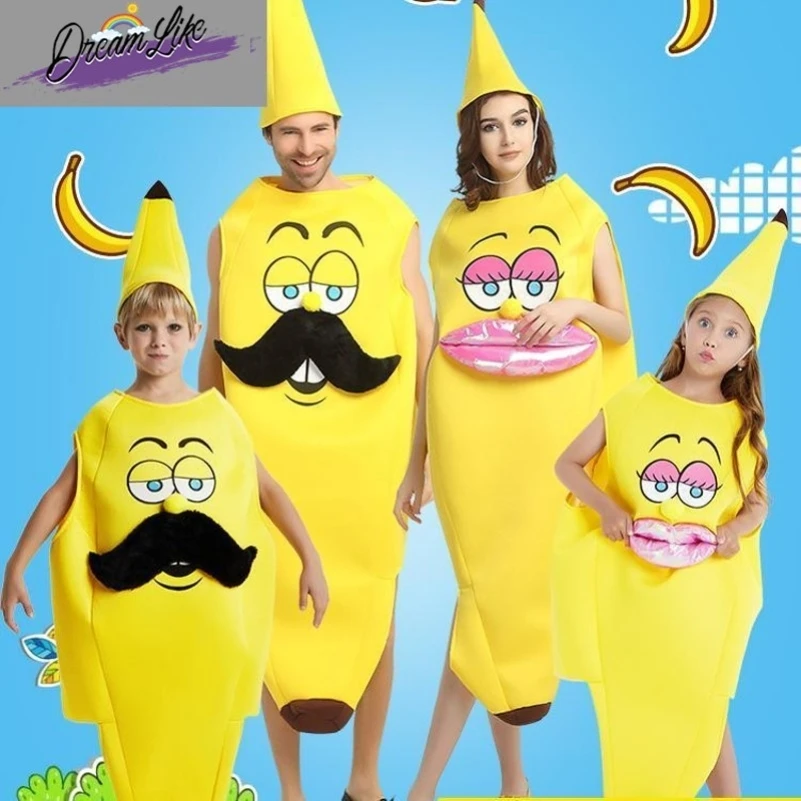 

Banana Costume Funny Fruit Cartoon Puppet Par Outfit Adult Performance Clothes Stage Props Women's Ethnic Faion Summer