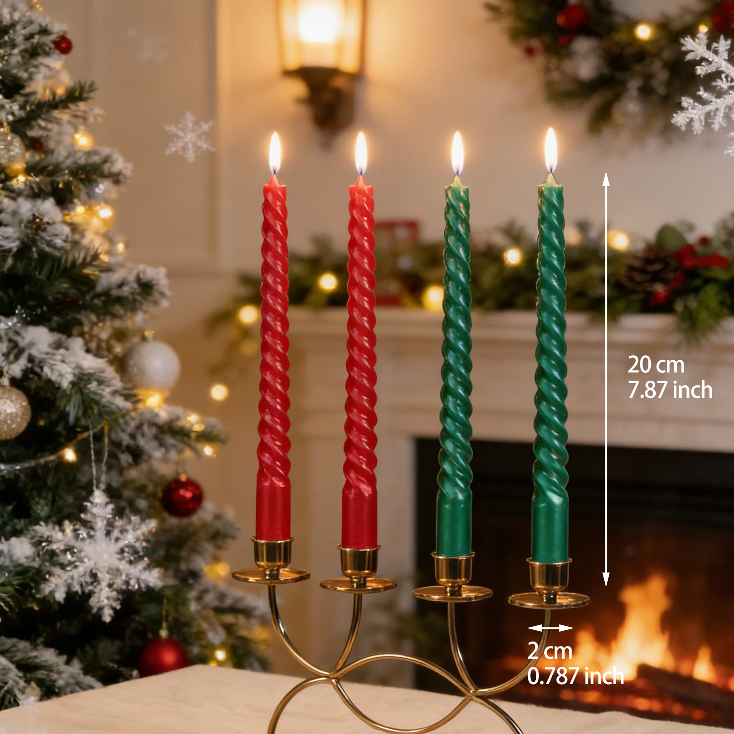 4 Pack Pearlescent Twisted Tapered Candle Sticks Dripless Unscented Smokeless Long Burning Decorative Candlesticks for Dinner