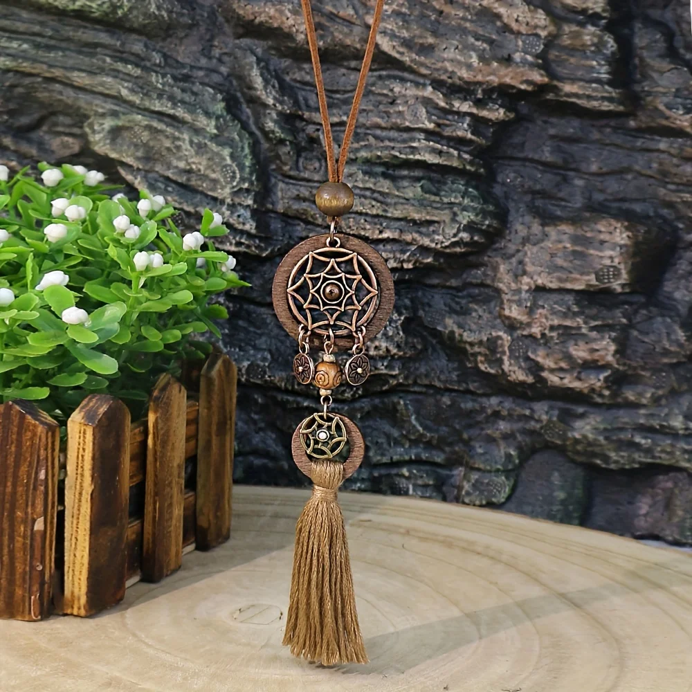 1 Pcs Brown Necklace Dream Catcher Tassel Designs Long Necklace Pendent Necklace Trendy Ornaments Versatile Gifts Party Unisex