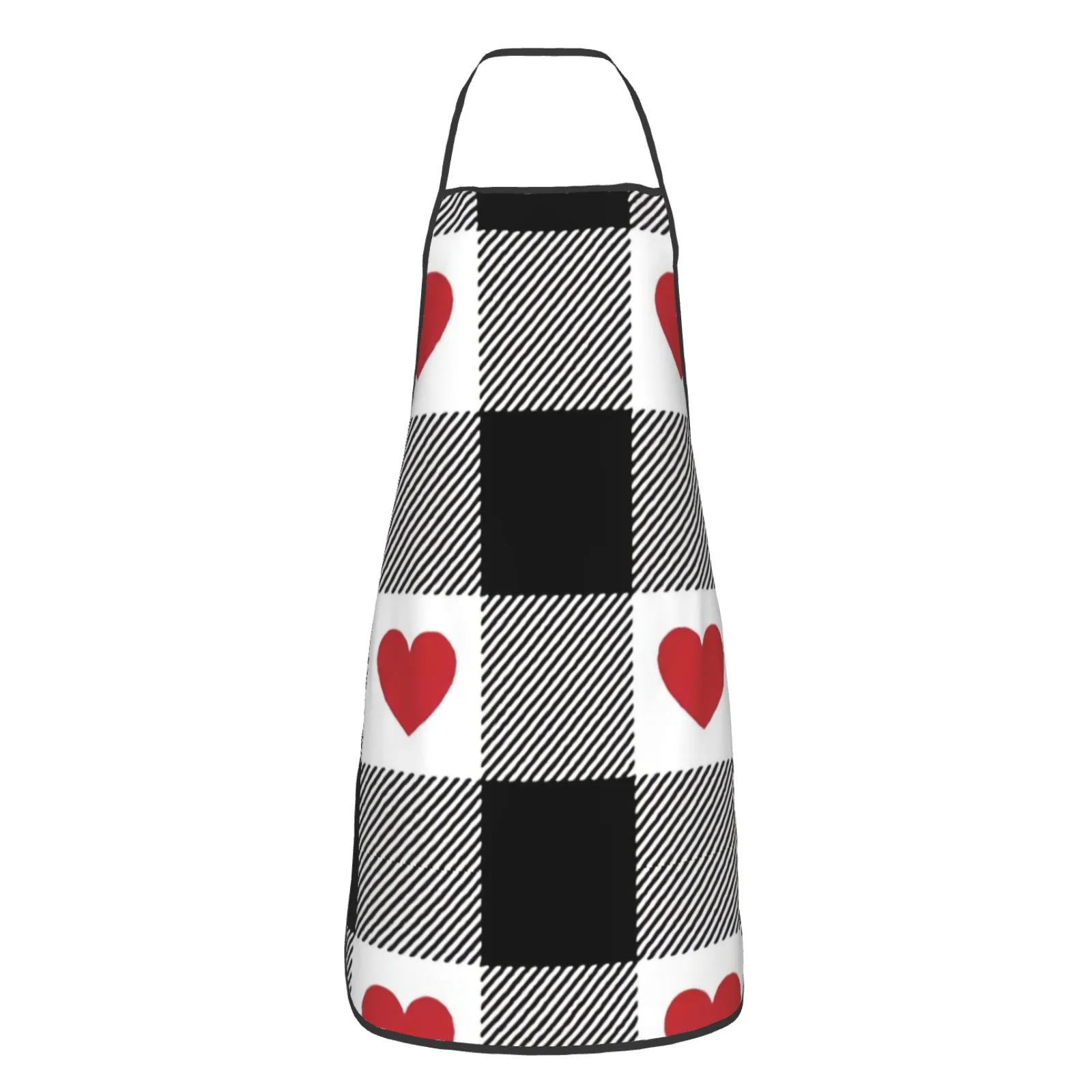 Black White Check Polyester locking hem Apron Home Cooking Baking Kitchen Green Red Check Plaid Apron Fashions Pinstripe