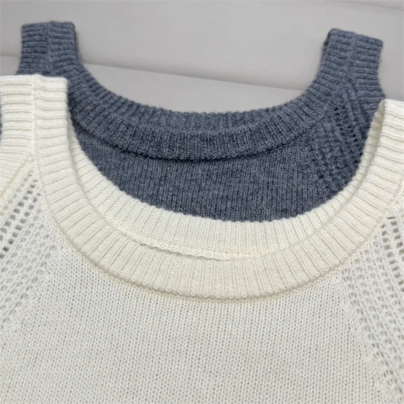 

Women's vest 2025 Winter new elastic slim round neck sleeveless top Lace patchwork tank top wool blend women's sweater Pullover