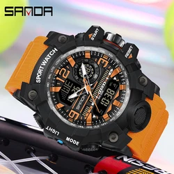 SANDA Brand G- Style Military Quartz Watch Men LED Digital Outdoor Sports Watches For Man Waterproof Electronic Wristwatch Mens