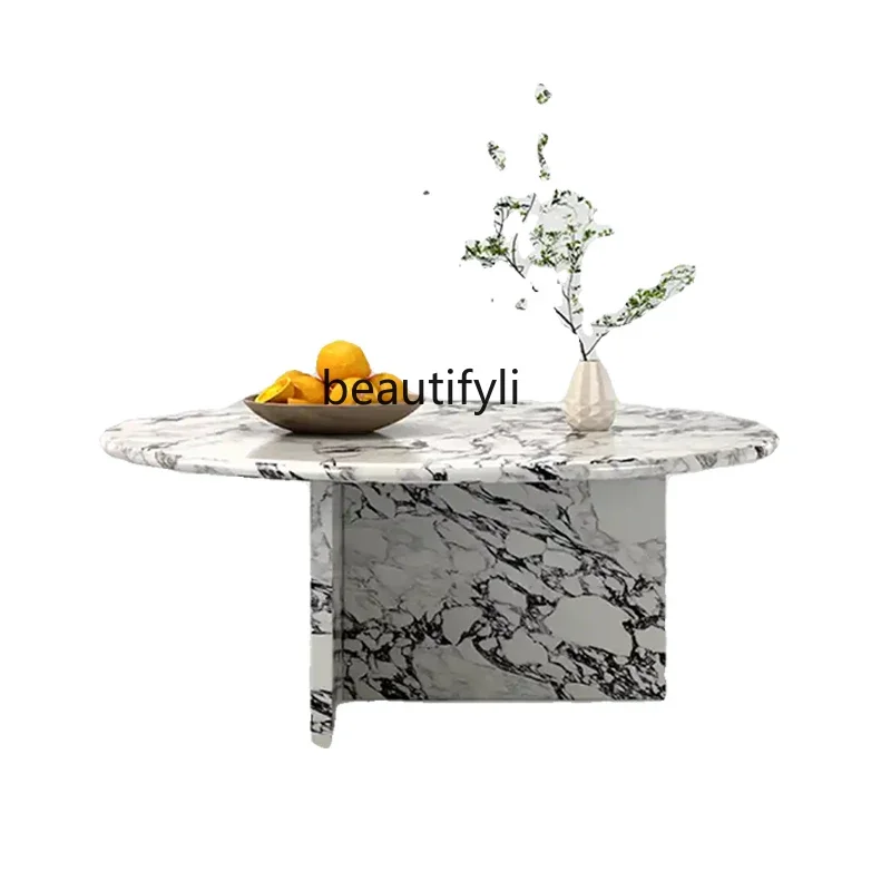 

Italian light luxury marble round coffee table designer living room creative coffee table