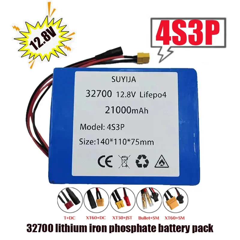 Rechargeable Battery 32700 Lifepo4 4S3P 12.8V21Ah 4S 40A 100A Balanced BMS for Electric Boat and Uninterrupted Power Supply 12V