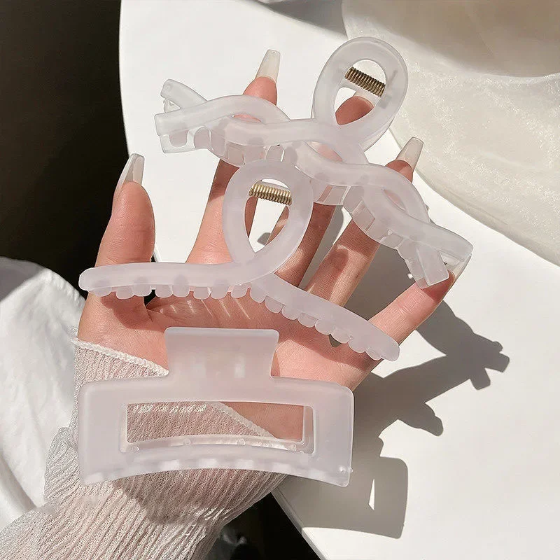 

New Large Hair Clips for Women Jelly Frosted Effect Macaron Clips Strong Hold Matte Claw Clips for Thick Hair Headwear