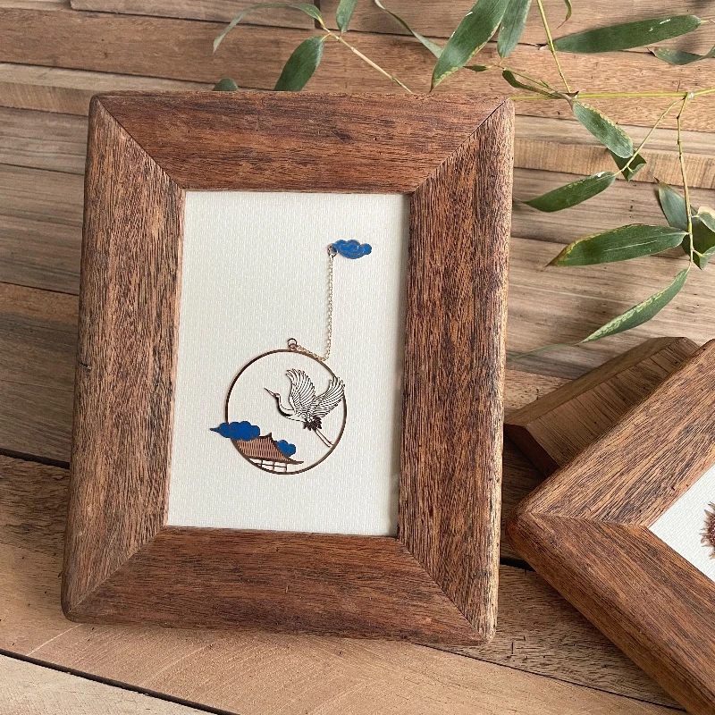 10cm×10cm Solid Wood Photo Frame Retro Mortise and Tenon Creative Log Rural Picture Storge Rack Walnut Ornament