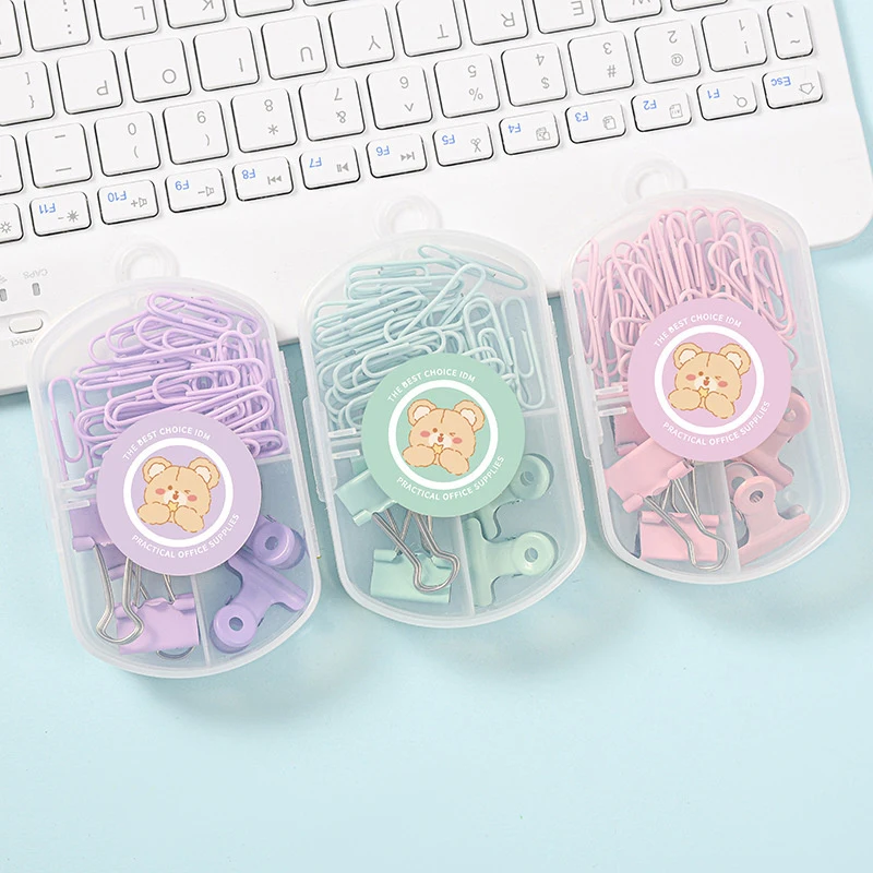 Color Paper Clips Effective Office Stationery Clip Bookmark Metal Office School Accessories pink kawaii