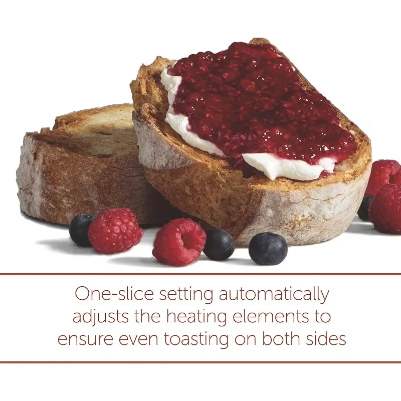 Wolf Gourmet Tostadora de ranura extra ancha de 2 rebanadas con selector de sombra, configuración de bagel y descongelación, perilla roja, acero inoxidable (WGTR152S)