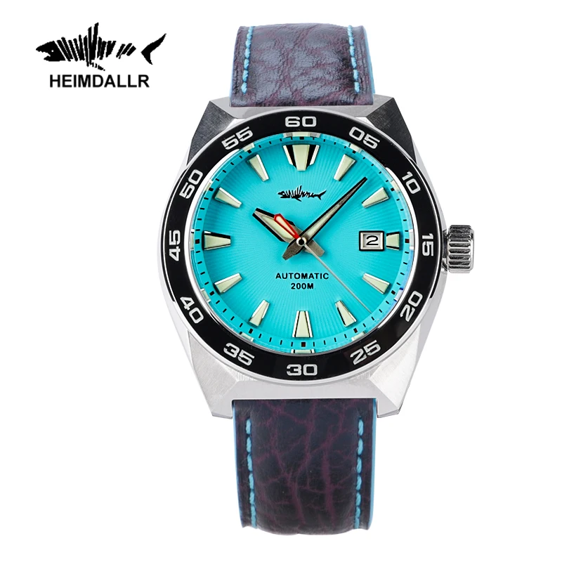 Heimdallr Monster 45mm NH35 Movement Automatic Mechanical Wristwatches C3 Luminous Leather Strap 200M Diver Luxury Watch for Men