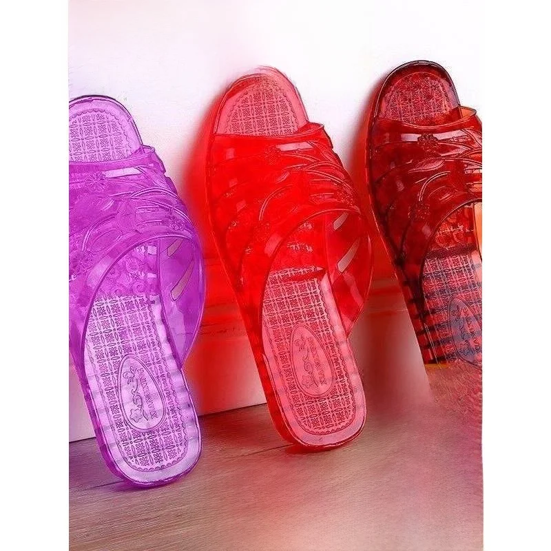 

Princess Style Crystal Slippers Thick Bottom Flat Bottom Bathroom Home Use Anti-Slip Comfortable Women's Sandals Slippers