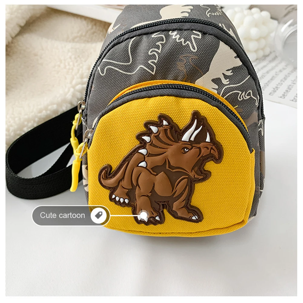 Kids Waist Bags Cartoon Dinosaur Print Outdoor Travel High Capacity Crossbody Zipper Bag Girl Boy Gift Children Chest Pouch Pack